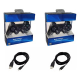 Kit 2 Controle Joystick Compativel Ps3 Cabo Carregador