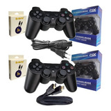 Kit 2 Controle Ps3   Hdmi 4k   2 Cabos Carreg    Cabo Força