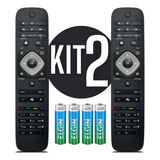 Kit 2 Controle Remoto Para Smart Tv Philips Universal 