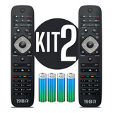 Kit 2 Controle Remoto Para Tv Philips Smart Lcd Led 3d Loja 19br