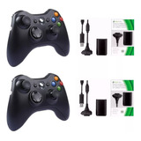 Kit 2 Controles Compatível Xbox 360 Sem Fio 2 Bateria Slim