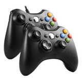 Kit 2 Controles Manete Xbox 360 Com Fio 2m Usb
