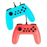 Kit 2 Controles Nintendo Switch Com Fio Usb Ns Color Vinik Cor Azul E Vermelho