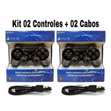 Kit 2 Controles Para Ps3 Sem Fio + 2 Cabos + Brinde Extra