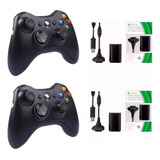 Kit 2 Controles S fio Joystick Xbox 360 Bateria Recarregavel