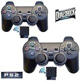 Kit 2 Controles Sem Fio Compatível Com P2 E P1 DualShock Dupla Vibração Joystick Manete Video Game Analógico Bluetooth Analógico Wireless