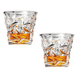 Kit 2 Copos Baixos Para Whisky Vidro Lapidado Alta Qualidade