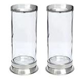 Kit 2 Copos Suporte Vela 7 Dias Vidro Alumínio Anti Chamas   Genérico