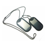 Kit 2 Correntes Placa Identificação Militar Aço Inox