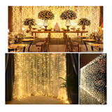 Kit 2 Cortina De Led Fixa 3x2 5m 304 Leds Branco Quente 110v