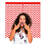 Kit 2 Cortina Metalizada Coração Vermelho