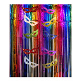 Kit 2 Cortinas Coloridas 10 Máscaras Decoração De Carnaval