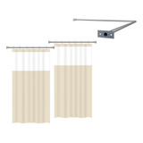 Kit 2 Cortinas De Box Suporte Varão Bastão Em L 1 10x1 10m Cor Bege
