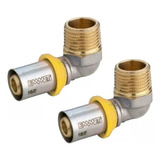 Kit 2 Cotovelo Prensar Tubo Pex Gás 16mm X 1 2 Macho Emmeti
