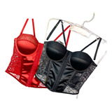Kit 2 Cropped Alcinha Corset Moda Feminina Corse Renda Alça