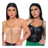 Kit 2 Cropped Cirre Couro Fake Ziper Frontal Com Bojo