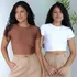 Kit 2 Cropped Feminino Blusinhas Curta Manga Baby Tee Suplex