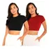 Kit 2 Cropped Feminino Manga Curta Blusinha Moda Feminina