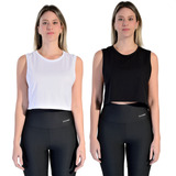 Kit 2 Cropped Regata Dryfit Para Academia Tecido Leve Calor