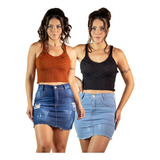 Kit 2 Croppeds Feminino Texturizado Decote Tricot Premium