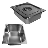 Kit 2 Cuba 2 Tampa Gastronômica De Inox Gn 1 2 100mm Buffet