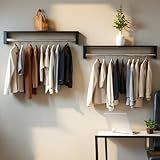 Kit 2 De Cabideiros De 50cm Arara Parede Suspensa Para Roupas Preto 