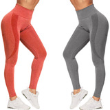 Kit 2 De Calça Legging Levanta Bumbum Fitness Sem Costura