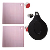 Kit 2 Descanso Panela Silicone 18cm 1 De Colher Talher