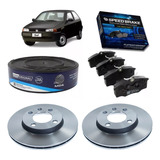 Kit 2 Discos Freio Ventilados E Pastilhas Gol G2 G3 G4 Varga
