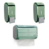 Kit 2 Dispenser Sabonete Sabão Líquido 1 Toalheiro Verde