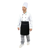 Kit 2 Dolmãs Chapéu Avental Chefe Cozinha Masculino