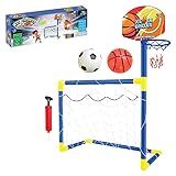 Kit 2 E 1 Futebol Com Cesta Basquete C 1 Bola Futebol E 1 De Basquete Golzinho Infantil Mini Com Trave E Rede Esporte