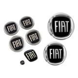 Kit 2 Emblemas 6 Adesivos Fiat Idea Attractive Preto 11 A 16