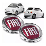 Kit 2 Emblemas Dianteiro Grade Traseiro Porta Malas Fiat 500