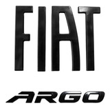 Kit 2 Emblemas Fiat Argo Hgt Preto Black Piano