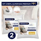 Kit 2 Enchimento Almofada Refil 45x45 Fibra Siliconada Extra Macia Premium