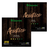 Kit 2 Encordoamento Violão Aço Giannini Geswam Acústico 010