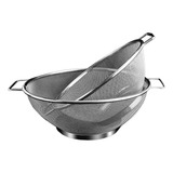Kit 2 Escorredor Inox Macarrão Legumes Verduras Inox
