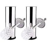 Kit 2 Escova Sanitária De Banheiro Premium Suporte Aço Inox Cromado Para Higiene E Limpeza Da Casa Design Moderno Limpa Vaso E Não Enferruja