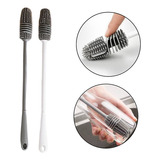 Kit 2 Escova Silicone De Lavar Garrafa Mamadeira Copo Taça