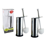 Kit 2 Escovas Sanitária De Inox Limpa Vaso Privada Banheiro