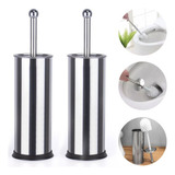 Kit 2 Escovas Sanitária De Inox Limpa Vaso Privada Banheiro