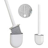 Kit 2 Escovas Sanitárias De Silicone Com Suporte Limpeza Banheiro Escova Redonda De Limpeza Vaso Privada Banheiro-Antibacteriana Durável Flexível Higiene Completa Design Minimalista- Linha Premium