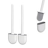 Kit 2 Escovas Sanitárias De Silicone Com Suporte Limpeza Banheiro Escova Redonda De Limpeza Vaso Privada Banheiro Qualidade Premium Antibacteriana Durável Flexível Higiene Completa Design Minimalista