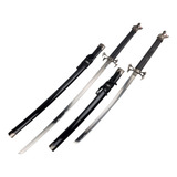 Kit 2 Espadas Katana De Aço Dragão Preto Com Suporte