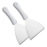 Kit 2 Espátula Inox Reta Chapa Lanche Pizza Cozinha Chapeiro