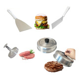 Kit 2 Espátulas 1 Modelador De Hamburguer 2 Abafador