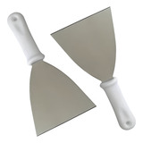 Kit 2 Espátulas Inox Reta Chapa Para Lanche Chapeira Cozinha