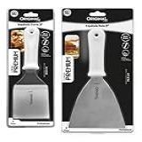 Kit 2 Espátulas Inox Reta E Curva Profissional Para Chapa Lanches E Churrasco