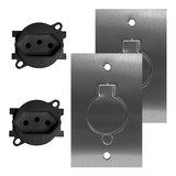 Kit 2 Espelho 4x2 Placa Alumínio P Chão Piso Com Tomada 20a